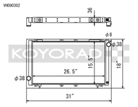 Koyo 91-94 Subaru Legacy 2.2L Turbo (MT) Radiator - view 1