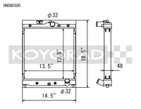Koyo Honda 92-00 Civic/93-97 Del Sol 1.6L w/ 32mm Inlet/Outlet Pipes MT Radiator - view 2