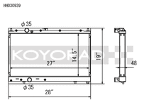 Koyo 97-00 Mitsubishi Evolution 4/5/6 Turbo (MT) Radiator *For use with 03-07 Evo Fan Shroud ONLY* - view 2