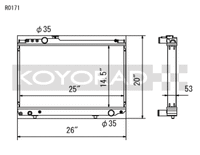 Koyo 86-92 Toyota Supra NA/Turbo MT Only (USDM Vehicles Req. M16x1.5 Plug) Radiator - view 1