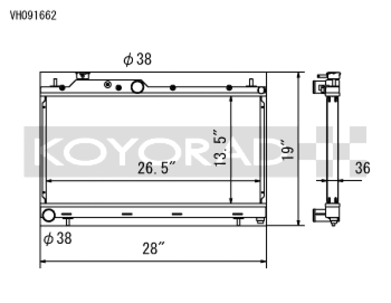 Koyo Hyper V-Core Aluminum Racing Radiator - 08-15 Subaru WRX/STI & 05-09 Legacy GT 2.5L (MT, w/ Filler Neck)