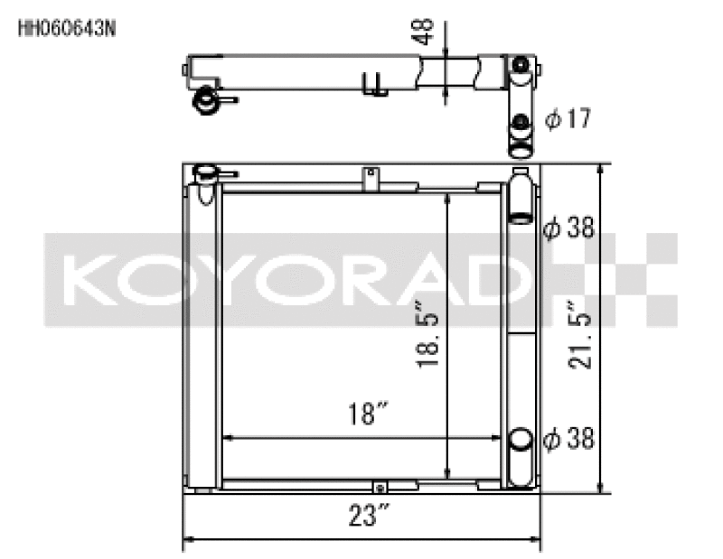 Koyo N-FLO Aluminum Racing Radiator - 89-92 Mazda RX-7 FC NA/Turbo (MT)