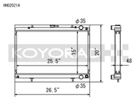 Koyo Nissan 89-93 Skyline GT-R/GT-S 2.6L (t)/88-94 Cefiro 2.0L (t)/89-93 Laurel 2.0L (t) Radiator - view 2