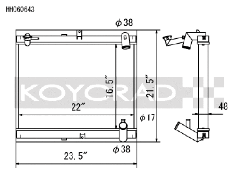 Koyo Aluminum Racing Radiator - 89-92 Mazda RX-7 Late FC Turbo & Non-Turbo
