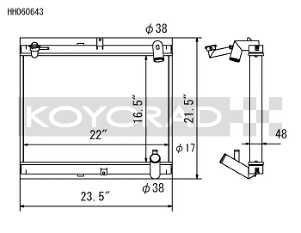 Koyo Aluminum Racing Radiator - 89-92 Mazda RX-7 Late FC Turbo & Non-Turbo