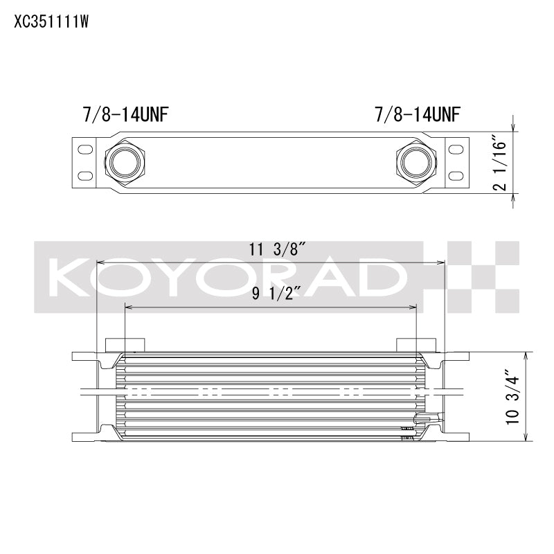 Koyo 35 Row Oil Cooler - 11.25in x 11in x 2in, AN-10 ORB