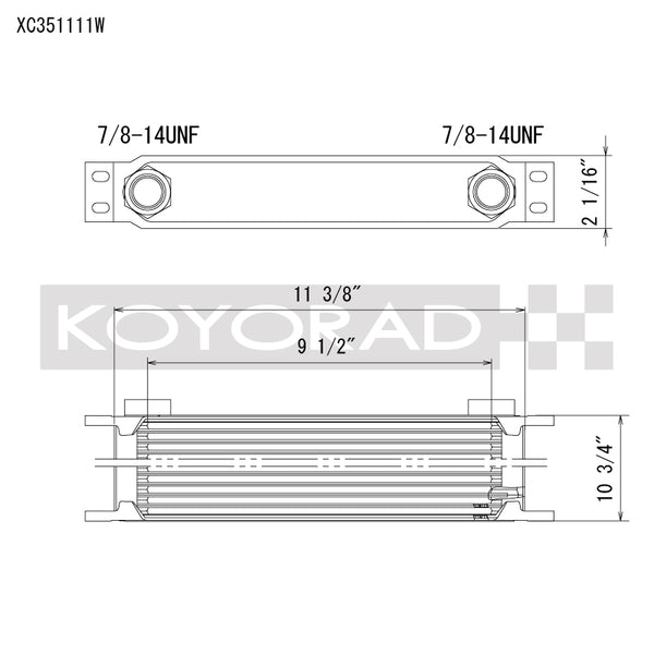 Koyo 35 Row Oil Cooler - 11.25in x 11in x 2in, AN-10 ORB