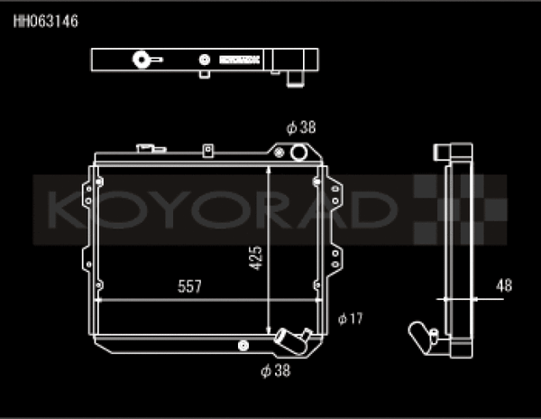 Koyo Aluminum Racing Radiator - 83-85 Mazda RX-7 SA/FB 1.1/1.3L (MT)