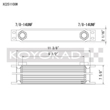Koyo 25 Row Oil Cooler 11.25in x 7.5in x 2in (AN-10 ORB provisions) - view 1