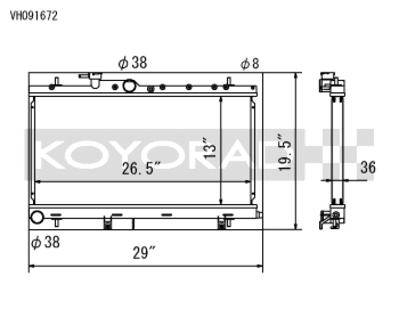 Koyo Hyper V-Core Aluminum Racing Radiator - 03-07 Subaru Impreza WRX/STI (MT, w/ Filler Neck)