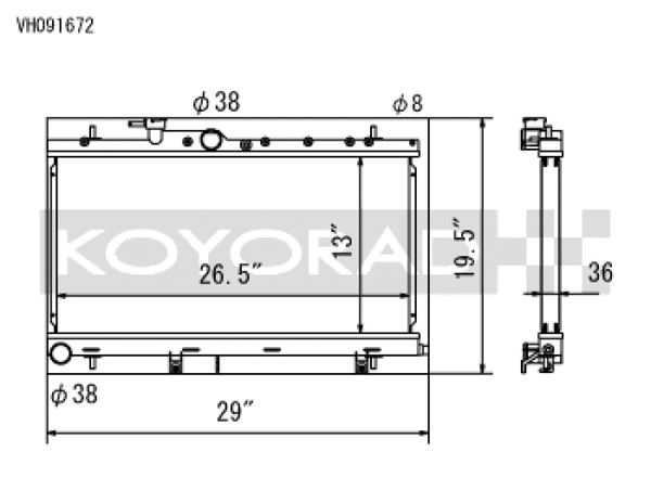 Koyo Hyper V-Core Aluminum Racing Radiator - 03-07 Subaru Impreza WRX/STI (MT, w/ Filler Neck)