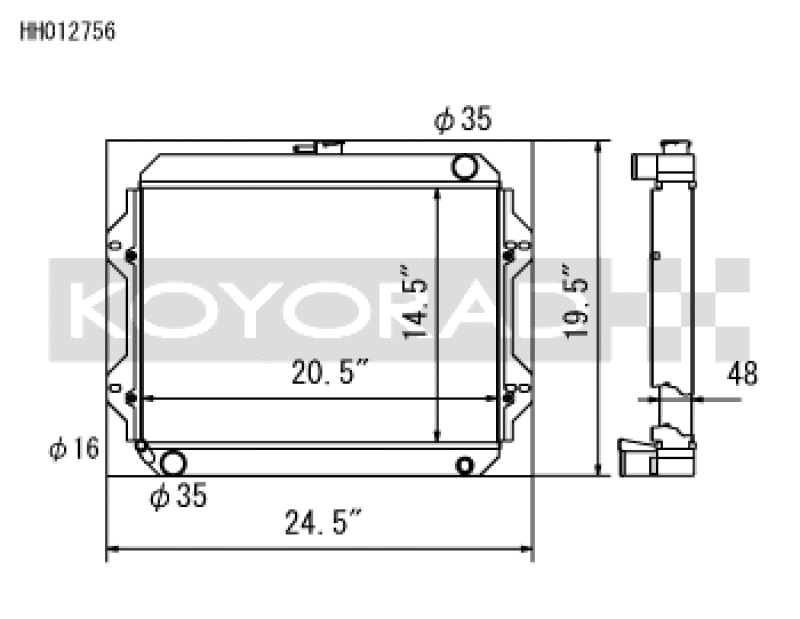 Koyo Aluminum Racing Radiator - 76-77 Toyota Celica 2.2L (MT)