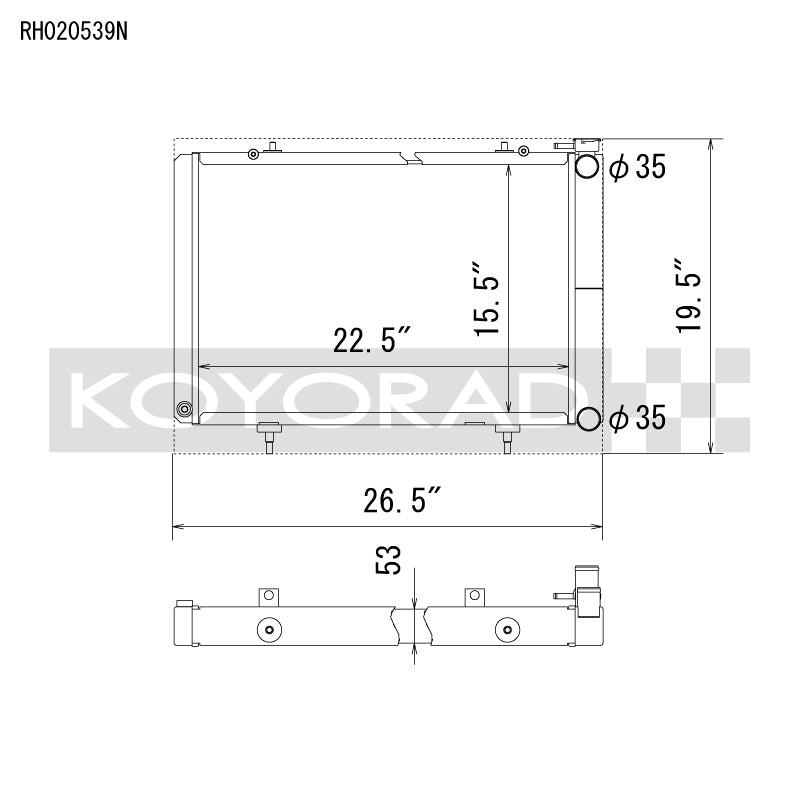 Koyo Aluminum Racing Radiator - Nissan 240SX V8 Swap / KA24 Turbo
