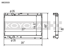 Koyo 97-00 Mitsubishi Evolution 4/5/6 Turbo (MT) Radiator *For use with 03-07 Evo Fan Shroud ONLY* - view 2