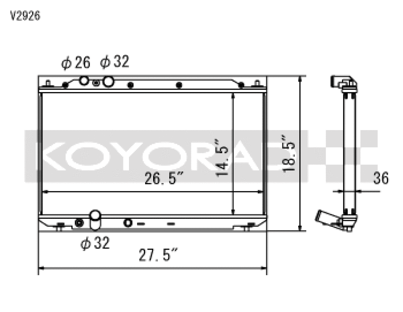 Koyo Aluminum Racing Radiator - 06-11 Honda Civic Si 2.0L K20 (MT)