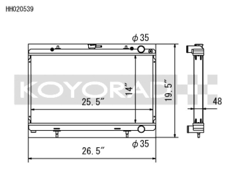 Koyo Aluminum Racing Radiator - 89-94 Nissan 240SX S13 KA24E/DE (MT)