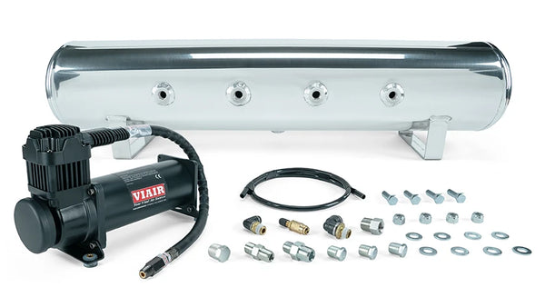 Air Lift Performance 4 Gallon 7-Port Polished Tank + VIAIR 444C Black (27807)