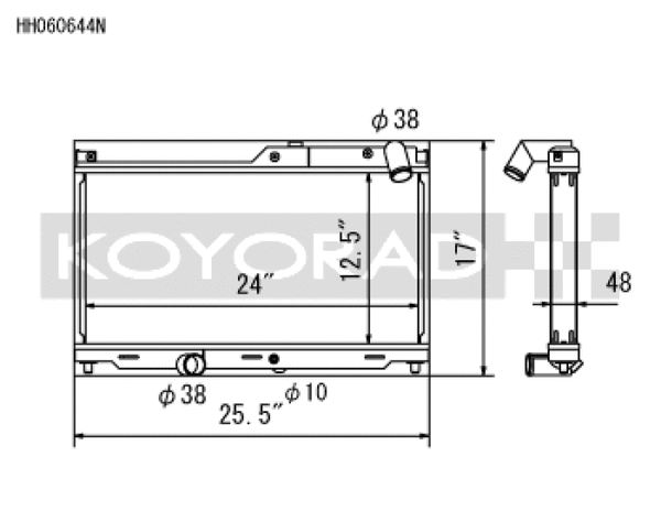Koyo N-FLO Dual Pass 48mm Aluminum Racing Radiator - 93-95 Mazda RX-7 FD3S 13B-REW (MT)