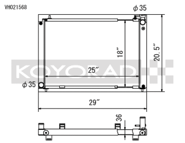 Koyo Cross Flow Aluminum Racing Radiator - 03-06 Nissan 350Z VQ35DE (MT)