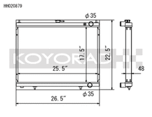 Koyo 1998-Aug 2000 Nissan Skyline GT-R R34 2.6L Turbo Radiator - view 2