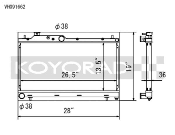 Koyo Hyper V-Core Aluminum Racing Radiator - 08-15 Subaru WRX/STI & 05-09 Legacy GT 2.5L (MT, w/ Filler Neck)