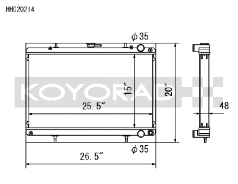 Koyo Aluminum Racing Radiator - 89-93 Nissan Skyline GT-R/GT-S RB26/RB25, Cefiro & Laurel Turbo