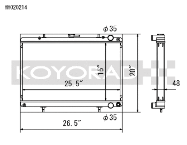 Koyo Aluminum Racing Radiator - 89-93 Nissan Skyline GT-R/GT-S RB26/RB25, Cefiro & Laurel Turbo