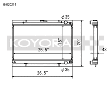 Koyo Nissan 89-93 Skyline GT-R/GT-S 2.6L (t)/88-94 Cefiro 2.0L (t)/89-93 Laurel 2.0L (t) Radiator - view 2