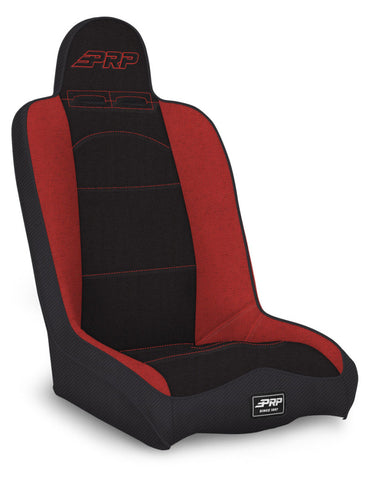 PRP Daily Driver High Back Suspension Seat (Two Neck Slots) - Black/Red