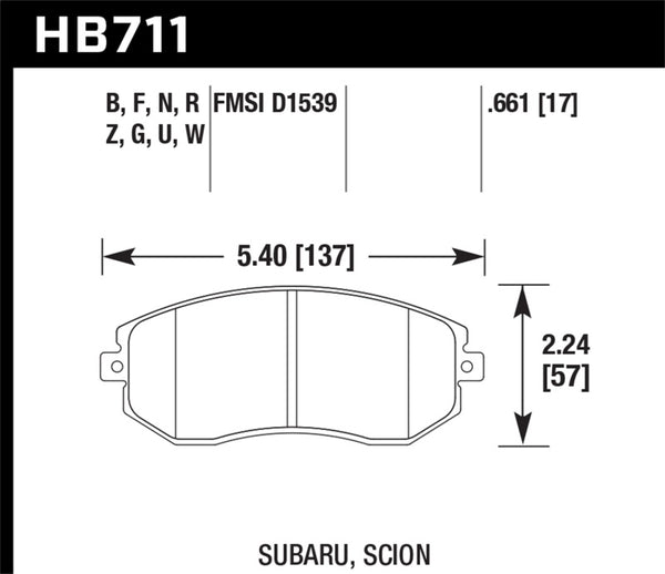 Hawk 13 Subaru BRZ / 13 Scion FR-S HPS Front Street Brake Pads