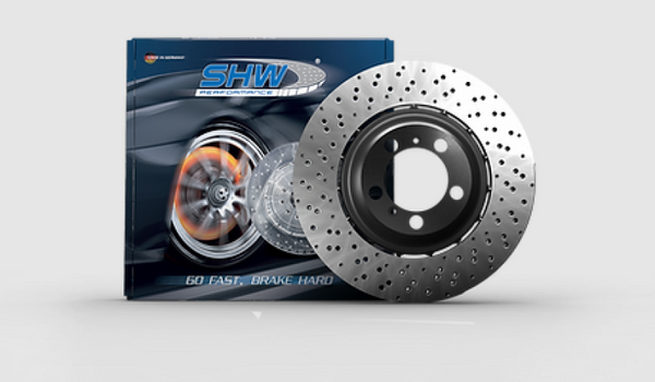 SHW 19-21 BMW M2 Competition 3.0L Left Rear Cross-Drilled Lightweight Brake Rotor