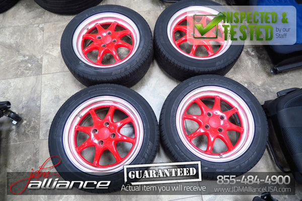 JDM BRIDGESTONE T's 15x6.5 4X100 15" Wheels Rims w/ Tires - JDM Alliance LLC
