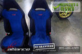 JDM 02-03 Subaru Impreza WRX STi V7 OEM Front & Rear Blue Suede Seats / Rails - JDM Alliance LLC