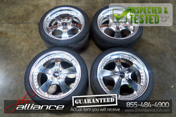 JDM Work Euroline 18x8.5 / 5x114.3 Offset +35 Wheels Rims Chrome - JDM Alliance LLC